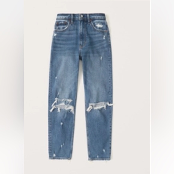 Abercrombie & Fitch Denim - Abercrombie mom jeans- medium destroyed